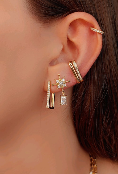 PIERCING FAKE RETANGULAR LISO NO OURO BM773-O