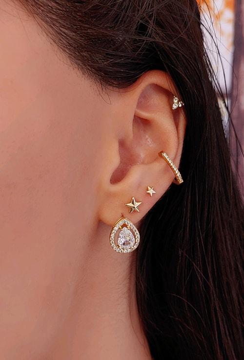 PIERCING FAKE SLIM CRAVEJADO NO OURO BM553-O PIERCING FAKE SLIM CRAVEJADO NO OURO BM553-O