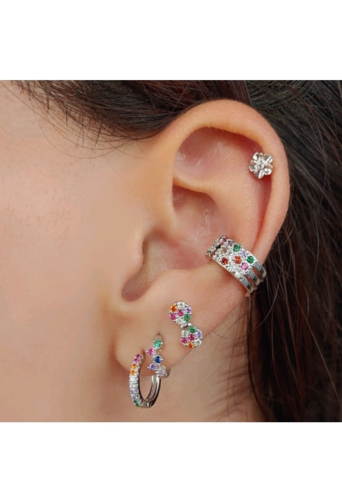 PIERCING FAKE TRIPLO CRAVEJADO COLORIDO BM1026-R