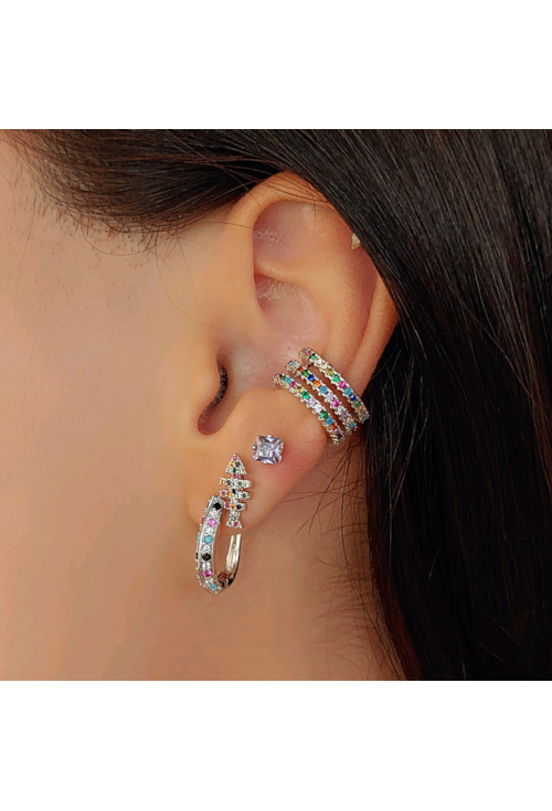 PIERCING FAKE TRIPLO CRAVEJADO COLORIDO BM966-R