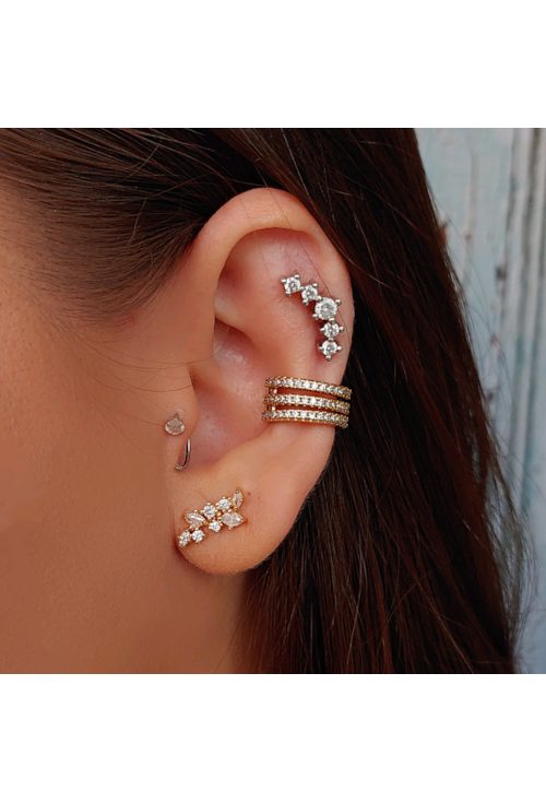 PIERCING FAKE TRIPLO CRAVEJADO CRISTAL BM966-O