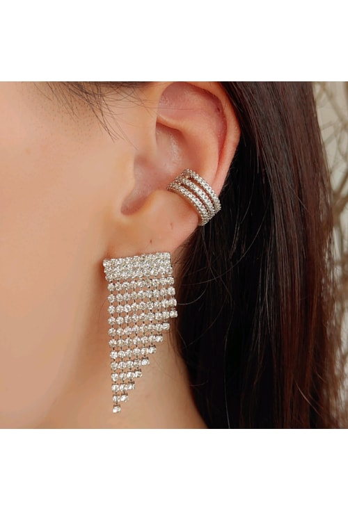 PIERCING FAKE TRIPLO CRAVEJADO CRISTAL BM966-R