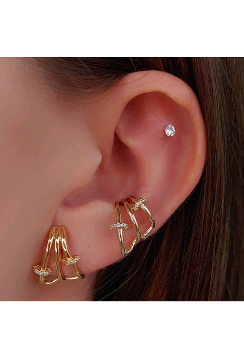 PIERCING FAKE VAZADO COM ZIRCONIAS NO OURO BM803-O