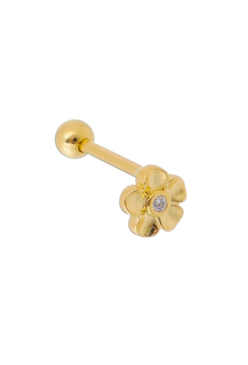 PIERCING FLOR COM ZIRCÔNIA CRISTAL NO OURO BM724-O