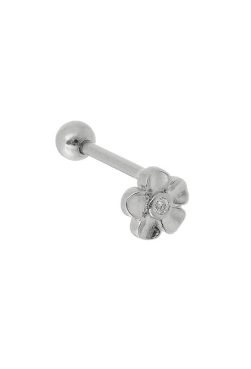 PIERCING FLOR COM ZIRCÔNIA CRISTAL NO RÓDIO BM724-R