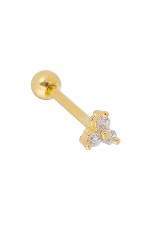 PIERCING TREVO COM 3 ZIRCÔNIAS PEQUENO BM719-O