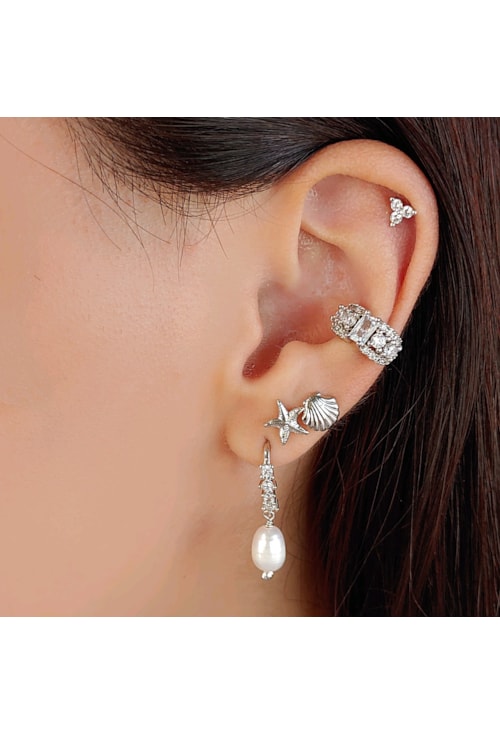 PIERCING TREVO COM 3 ZIRCÔNIAS PEQUENO BM719-R