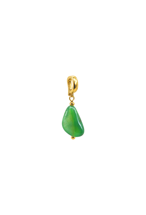 PINGENTE COM PEDRA ÁGATA VERDE BANHADO A OURO PG207-O