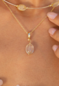 PINGENTE COM PEDRA CITRINO BANHADO A OURO PG207-O
