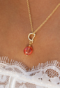 PINGENTE COM PEDRA JADE MORANGO BANHADO A OURO PG207-O