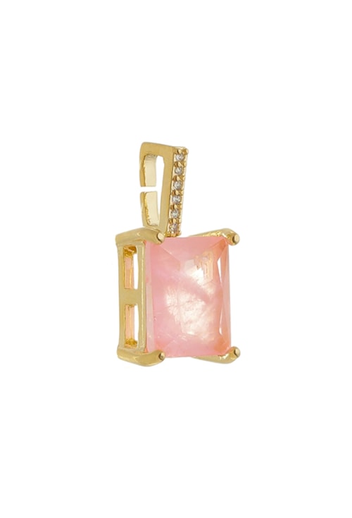 PINGENTE COM PEDRA KUNZITA FUSION RETANGULAR CO532-O