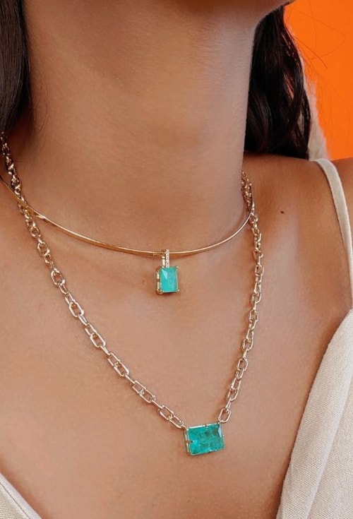 PINGENTE COM PEDRA TURMALINA FUSION RETANGULAR CO532-O PINGENTE COM PEDRA TURMALINA FUSION RETANGULAR CO532-O