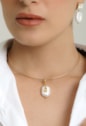 PINGENTE COM PÉROLA RETANGULAR E PEDRA TOPÁZIO BANHADO A OURO PG186-O