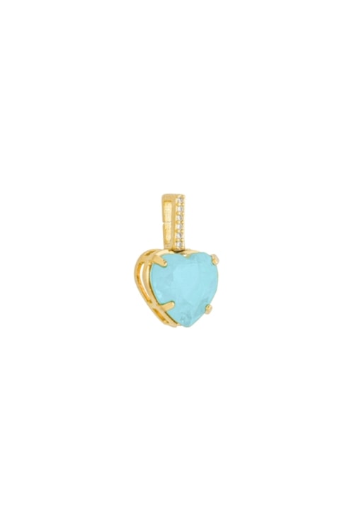 PINGENTE CORAÇÃO 10MM CRAVEJADO BANHADO OURO AZUL PARAÍBA FUSION PG168-O