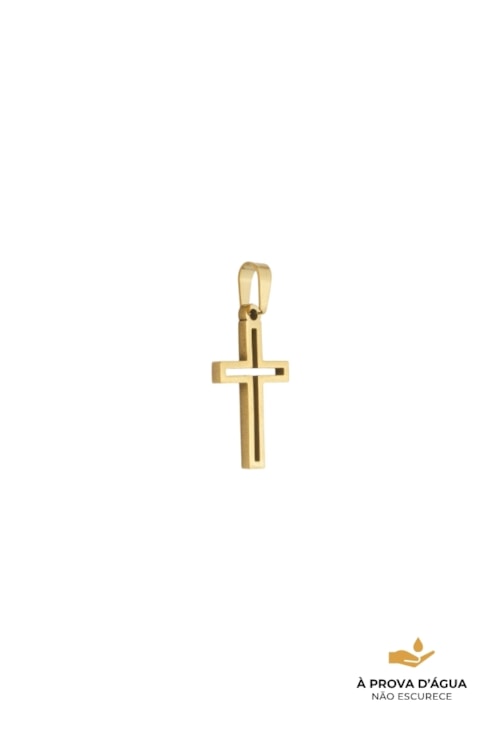 PINGENTE CRUZ VAZADA INOX DOURADO PG115-AD