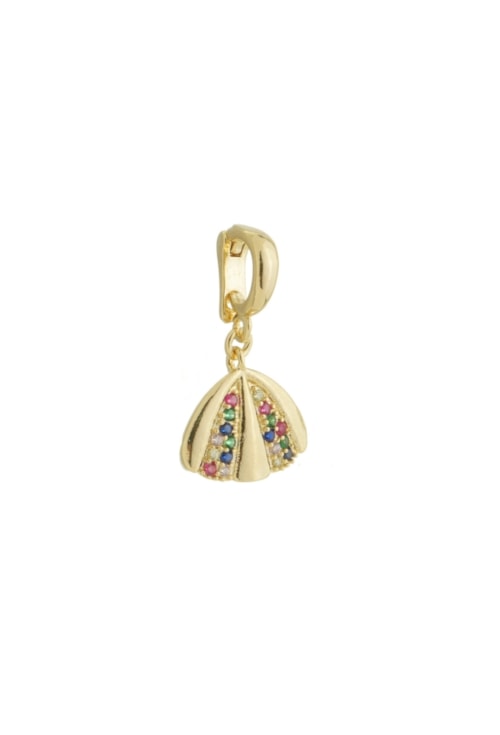 PINGENTE DE CONCHA COM ZIRCÔNIA COLORIDA NO OURO PG063-O