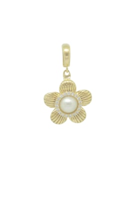 Produto PINGENTE DE FLOR CRAVEJADO COM PÉROLA PG079-O