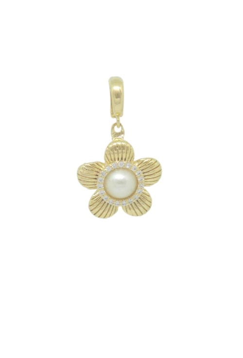 PINGENTE DE FLOR CRAVEJADO COM PÉROLA PG079-O
