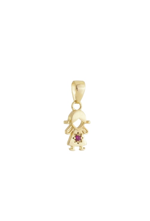 PINGENTE DE MENINA COM PEDRA PINK PG014-O