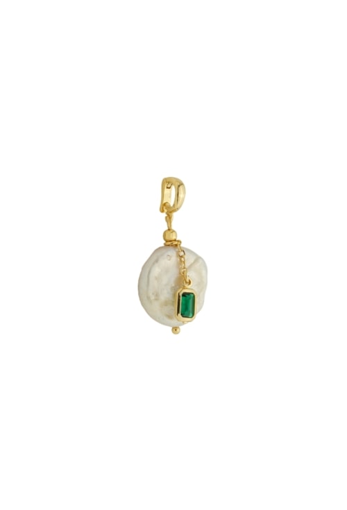 PINGENTE DE PÉROLA NATURAL COM CRISTAL ESMERALDA PG102-O