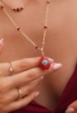 PINGENTE GOTA JADE RUBI COM TURQUESA NATURAL PG099-O