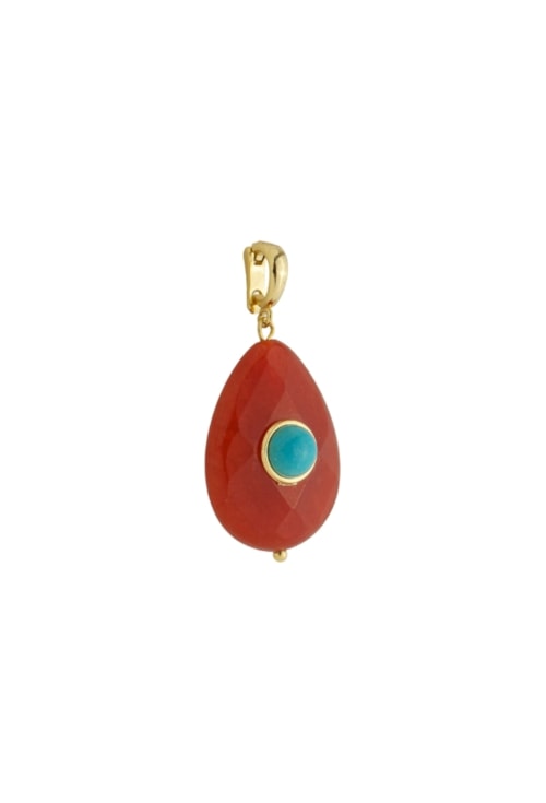 PINGENTE GOTA JADE RUBI COM TURQUESA NATURAL PG099-O