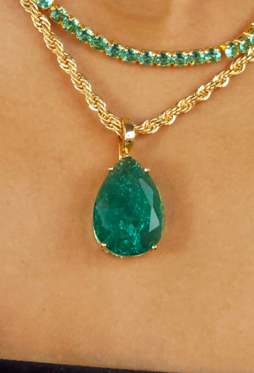 PINGENTE GOTA TURMALINA RUTILADA BANHADO A OURO 18K PG211-O