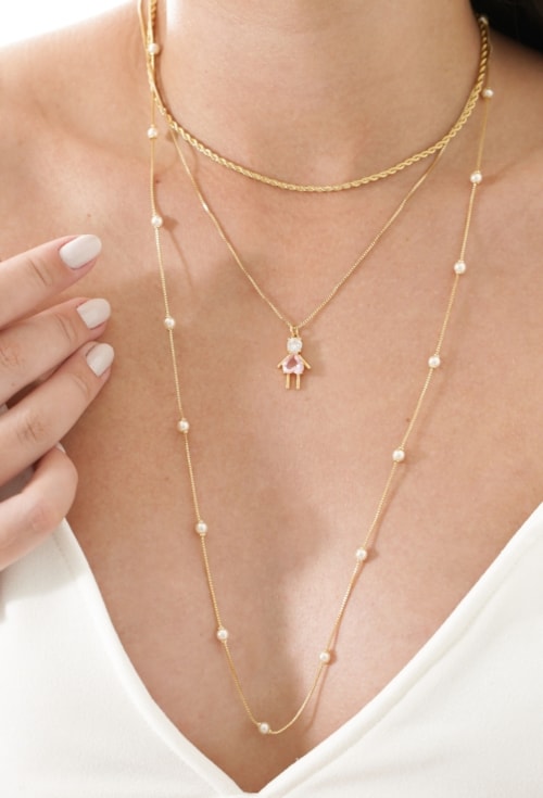 PINGENTE MENINA COM ZIRCÔNIA E CRISTAL KUNZITA PG002-O PINGENTE MENINA COM ZIRCÔNIA E CRISTAL KUNZITA PG002-O