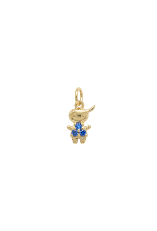 PINGENTE MENINO COM PEDRAS SAFIRA BANHADO A OURO PG190-O