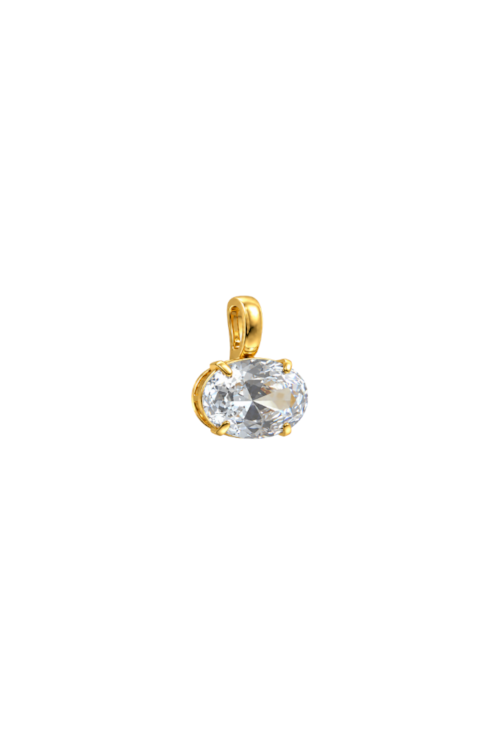 PINGENTE OVAL COM ZIRCÔNIA CRISTAL BANHADO A OURO PG202-O