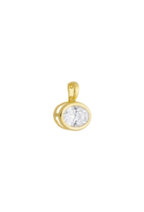 PINGENTE OVAL CRISTAL 10X14 BANHADO OURO PG183-O