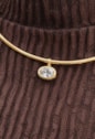 PINGENTE OVAL CRISTAL 10X14 BANHADO OURO PG183-O