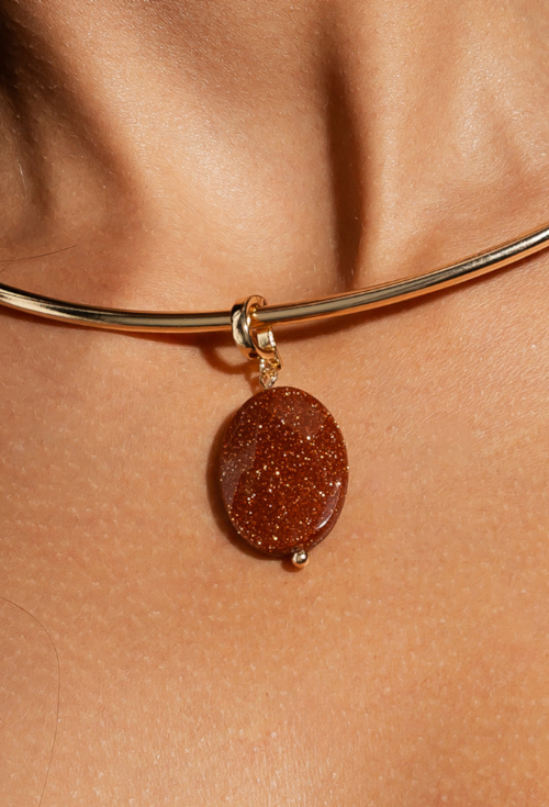 PINGENTE PEDRA GOLDSTONE NATURAL NO OURO PG088-O PINGENTE PEDRA GOLDSTONE NATURAL NO OURO PG088-O