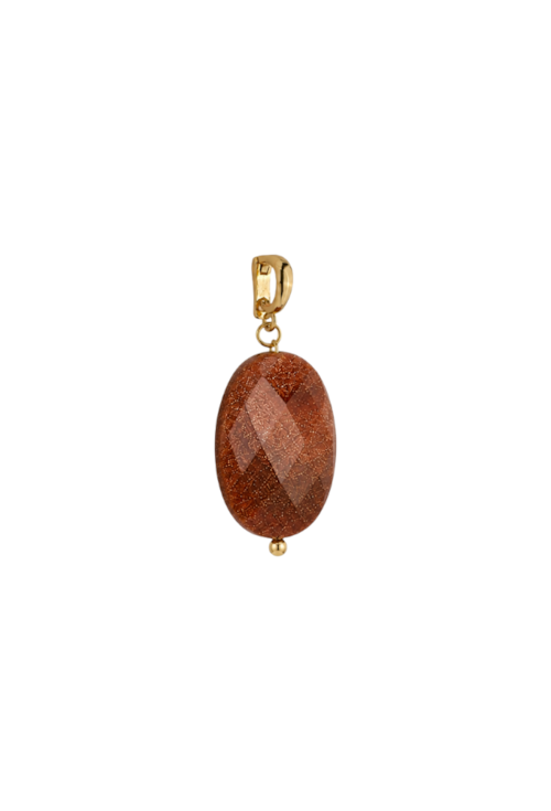 PINGENTE PEDRA GOLDSTONE NATURAL NO OURO PG088-O