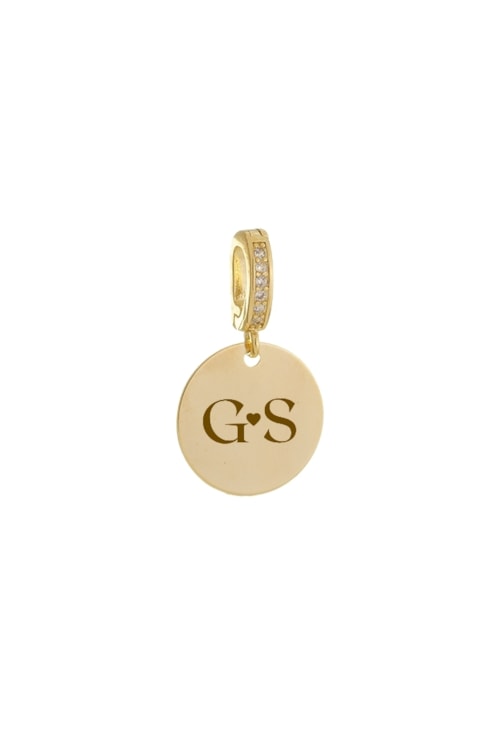 PINGENTE PERSONALIZÁVEL REDONDO COM CONTRA ARGOLA CRAVEJADA OURO PP120-O
