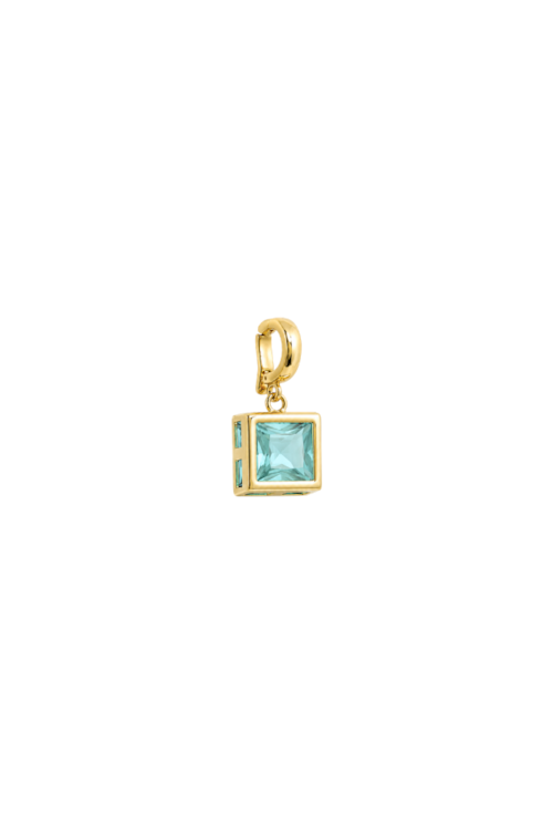PINGENTE QUADRADO COM PEDRA AZUL PARAÍBA BANHADO A OURO PG195-O