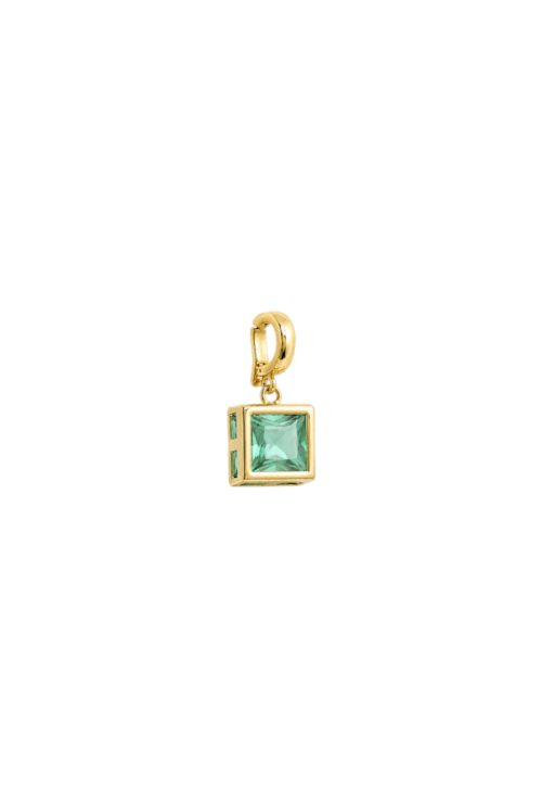 PINGENTE QUADRADO COM PEDRA TURMALINA BANHADO A  OURO PG195-O