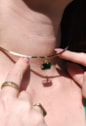 PINGENTE RETANGULAR COM PEDRA ESMERALDA BANHADO A OURO PG187-O