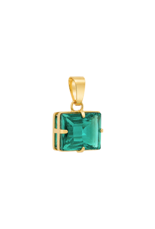 PINGENTE RETANGULAR COM PEDRA TURMALINA BANHADO A OURO PG187-O