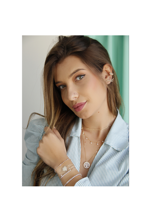 PULSEIRA AJUSTÁVEL COM CORAÇÃO MADRE PÉROLA PM074-O