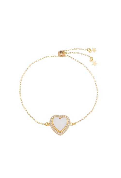 PULSEIRA AJUSTÁVEL COM CORAÇÃO MADRE PÉROLA PM074-O