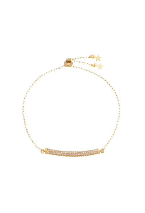 PULSEIRA AJUSTÁVEL COM HASTE CRAVEJADA NO OURO PM066-O