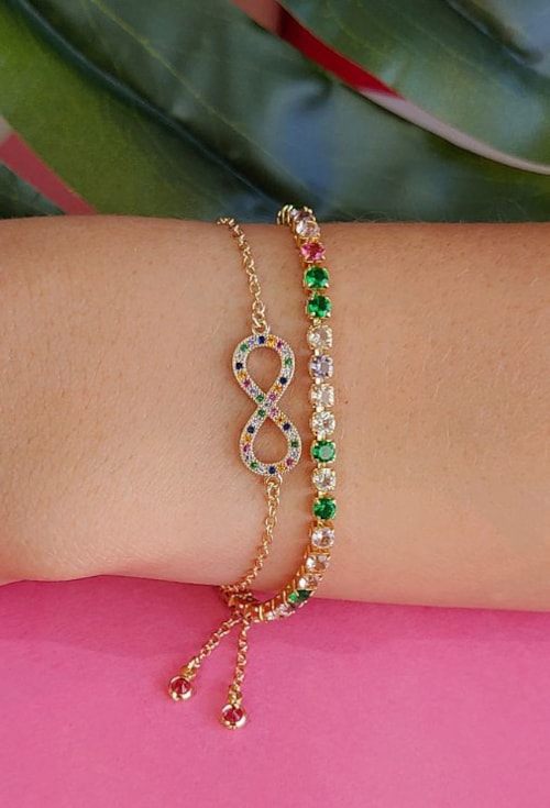 PULSEIRA AJUSTÁVEL COM INFINITO CRAVEJADO PM175-O