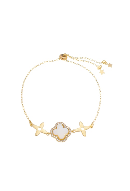 PULSEIRA AJUSTÁVEL COM TREVO MADRE PÉROLA PM073-O PULSEIRA AJUSTÁVEL COM TREVO MADRE PÉROLA PM073-O