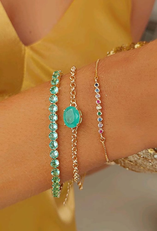 PULSEIRA AJUSTÁVEL COM ZIRCÔNIAS COLORIDAS PM176-O