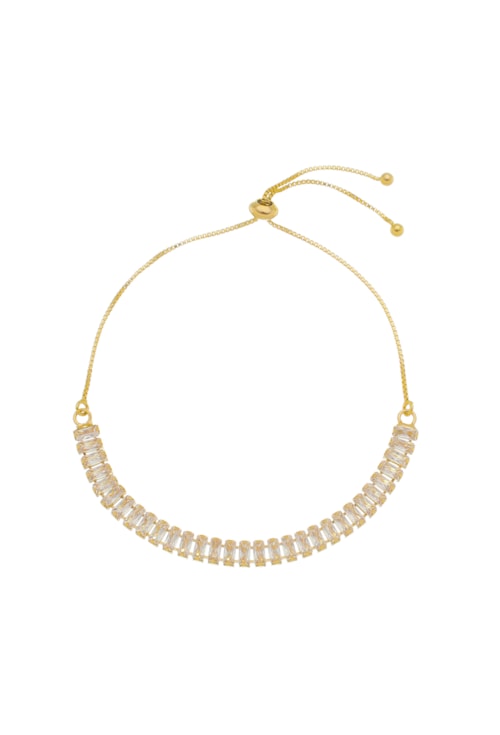 PULSEIRA AJUSTÁVEL CRAVEJADA DE ZIRCÔNIA BAGUETE CRISTAL PM014-O PULSEIRA AJUSTÁVEL CRAVEJADA DE ZIRCÔNIA BAGUETE CRISTAL PM014-O