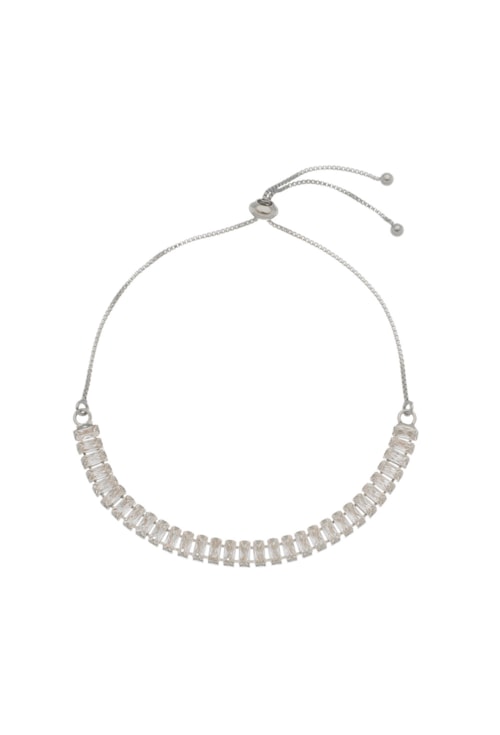 PULSEIRA AJUSTÁVEL CRAVEJADA DE ZIRCÔNIA BAGUETE CRISTAL PM014-R PULSEIRA AJUSTÁVEL CRAVEJADA DE ZIRCÔNIA BAGUETE CRISTAL PM014-R