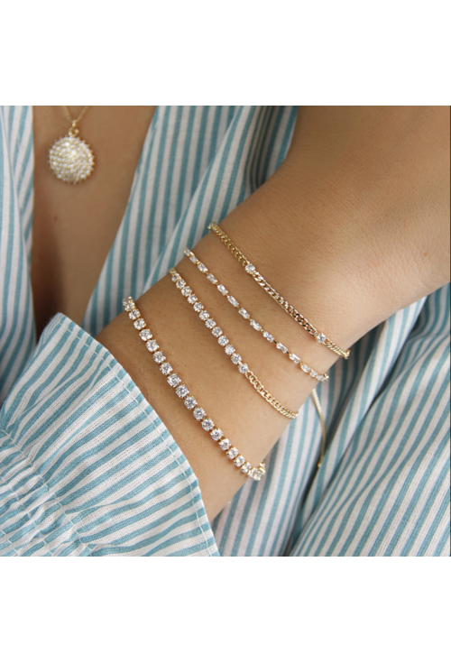 PULSEIRA AJUSTÁVEL DE BAGUETES NO OURO PM079-O