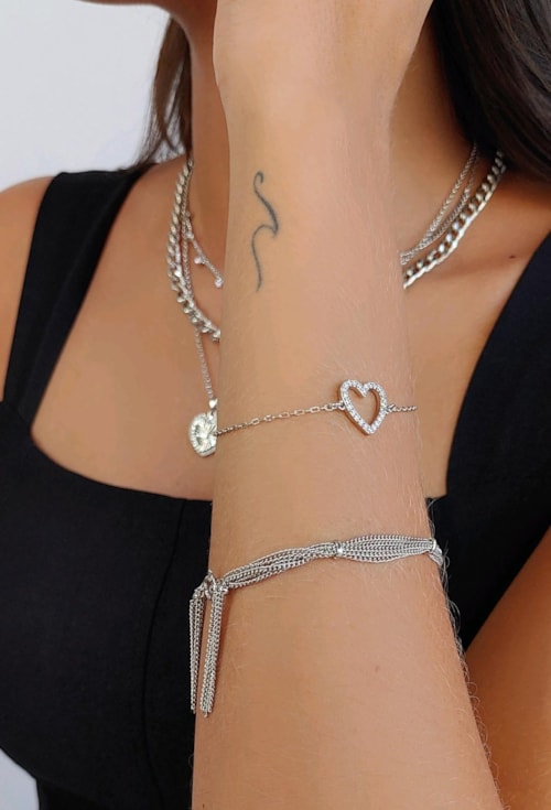 PULSEIRA AJUSTÁVEL DE CORAÇÃO CRAVEJADO PM166-R