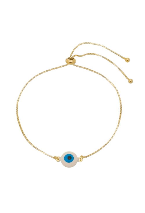 PULSEIRA AJUSTÁVEL DE OLHO GREGO NO OURO PM019-O